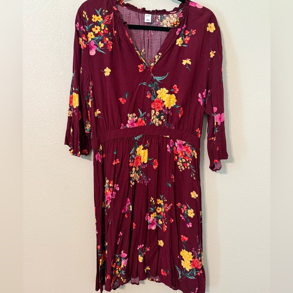 Old Navy Red and Yellow Bell Sleeve Midi Sundress